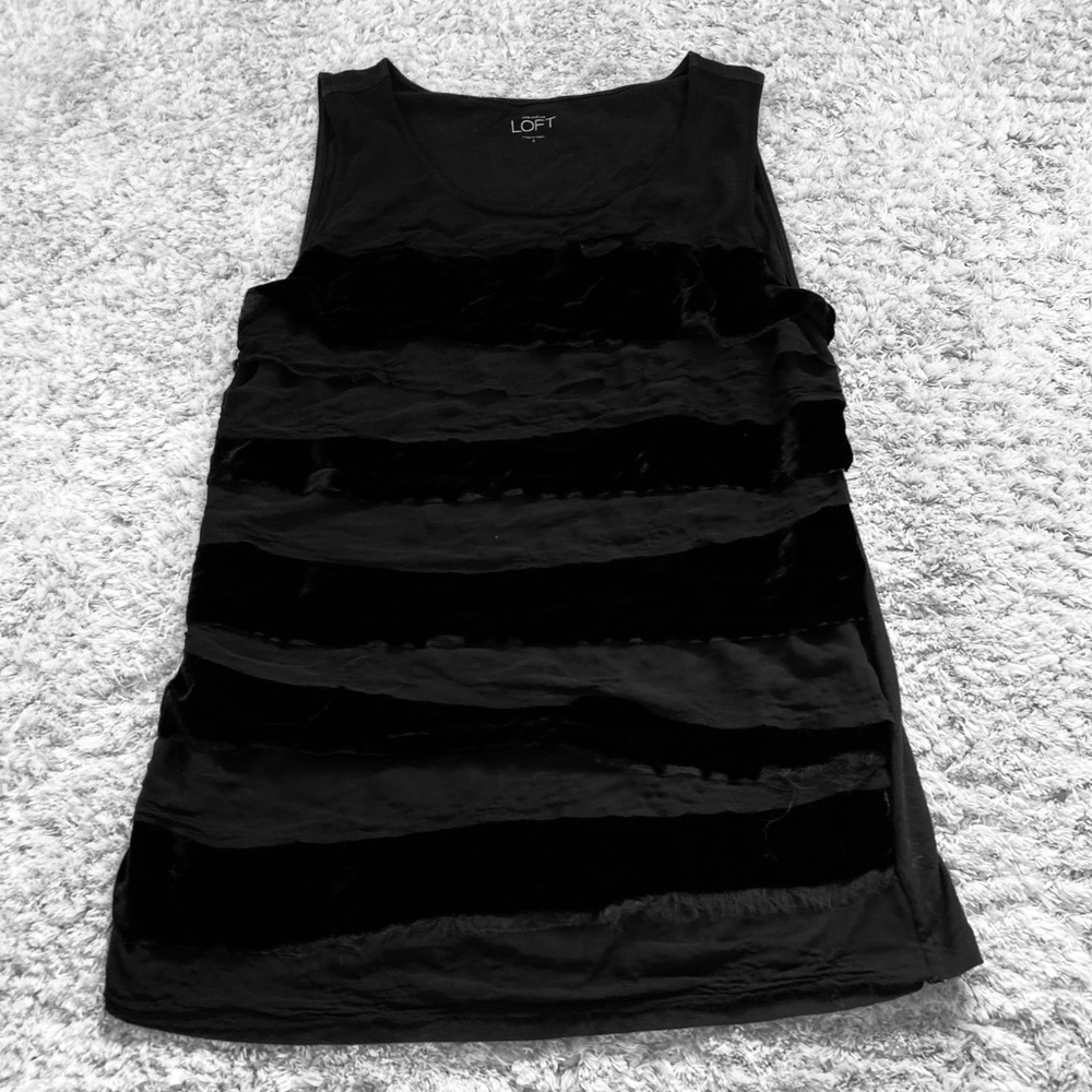 Loft black top with Franges